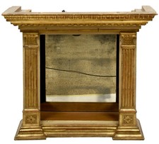 Antica Teca con specchio in legno dipinto e dorato