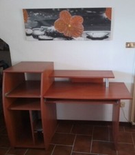 Scrivania 140x49,5 stampante estraibile, tastiera estraibile, posto pc, cddvd