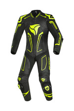 R-Tech Rising Star Kangaroo Mix Tuta Moto Pelle Corsa Intera Nero Giallo CE