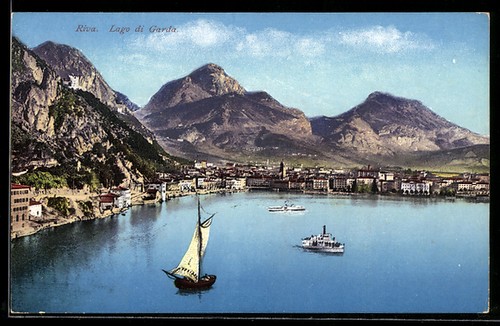 Cartolina riva lago - cartolina, di