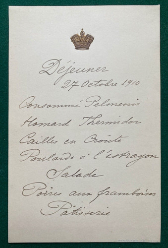 Antique imperial russian menu - antique,