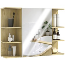 HOMCOM Specchiera Bagno con Armadietto e 6 Vani Aperti 80x20x59 cm Legno