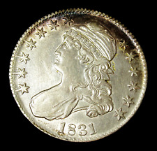 1831 50C Capped Bust Mezzo Dollaro Vecchia Patina Forte BU
