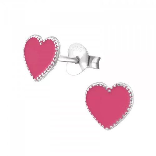 Orecchini perno cuore rosa - a,