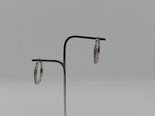 ORECCHINI A CERCHIO IN ORO BIANCO 750 18KT CON ZIRCONI 2,5 GRAMMI (4768) 