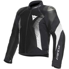 GIACCA MOTO PELLE TESSUTO DAINESE SUPER RIDER 2 ABSOLUTESHELL BLACK WHITE TG 52