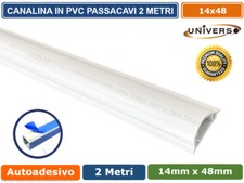 CANALINA PASSACAVI CON BIADESIVO IN PVC DI COLORE BIANCO LUNGHEZZA 2MT 14X48