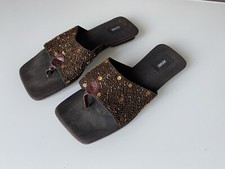 CIABATTE INFRADITO MARRONE CON PERLINE RICAMATE MISURA 39 VINTAGE