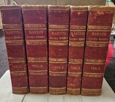 Antica Sacra Bibbia Martini – 5 Volumi Rari – XIX Secolo – Edizione Completa (Vo