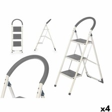 Scala Pieghevole a 3 Scalini Kipit Grigio Acciaio 38 x 117 x 5 cm 35 x 117 x 