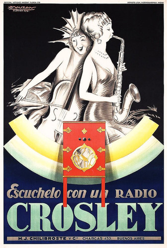 Poster radio art deco crosley - deco,