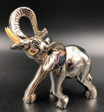 Statua statuetta soprammobile portafortuna ELEFANTE ARGENTATO PATERNA & LIVI
