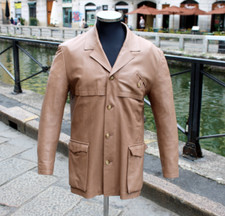 Giacca pelle beige vintage