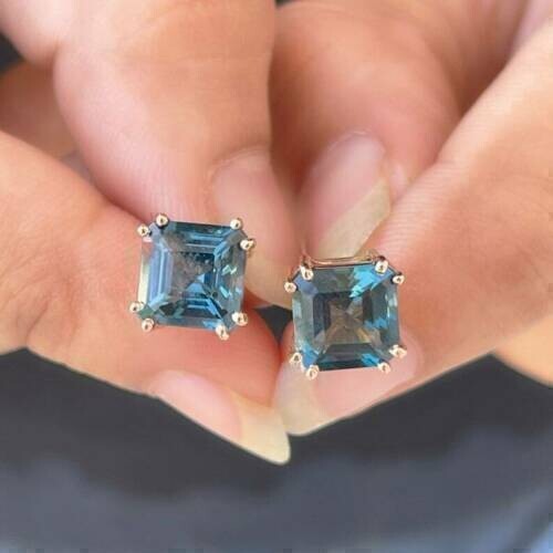 Orecchini perno 4ct asscher - orecchini,