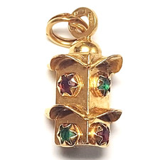 Ciondolo Unoaerre oro massiccio 18k charm vintage anni '60 Italia semaforo