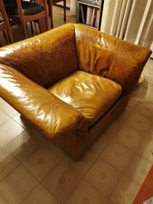 Coppia di poltrone Frau in pelle e divano Color Cognac modello Luigi Massoni