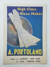 CARTOLINA PUBBLICITARIA PORTOLANO NAPOLI LONDRA GUANTI GLOVES ABITI VESTITI 