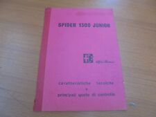 ALFA ROMEO SPIDER JUNIOR 1300 MANUALE CARATTERISTICHE TECNICHE