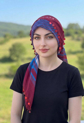 Sciarpa boho cotone bordeaux