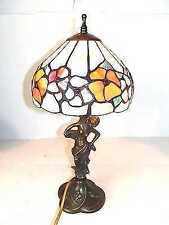 Lampada Abatjour Vetro TIFFANY base LIBERTY Ottone con vetro colorato base donna
