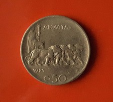 50 CENTESIMI LEONI 1921 BORDO