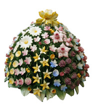 Statuina floreale in ceramica Capodimonte 30x24,9 cm artigianale italiana dec...