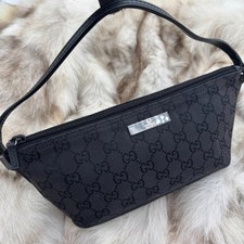 Gucci mini borsa accessori mini borsa marsupio GG tela pelle nera autentica #216