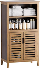 Mobiletto portaoggetti da bagno, mobile da terra per cucina con ante e 2 ripiani