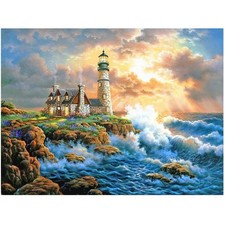 50X40cm  Diamond Painting Casetta Faro Kit Quadri con Perline Paesaggio Alb