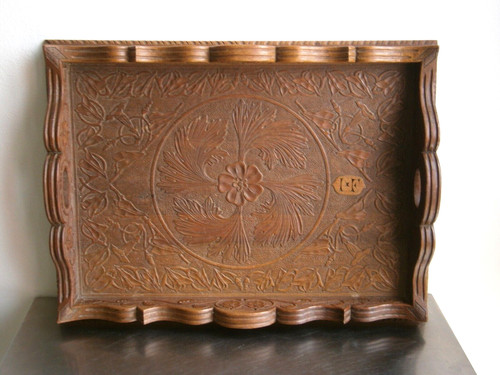 Grande vassoio 1900 legno noce - grande,