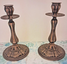 2 Porta candele Candelieri a coste base larga in argento 800 anni '80 - g. 310.