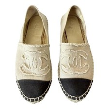 Chanel espadrillas tela ecru e nero , 38EU, Ottimo stato senza scatola 