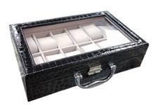 x Box Scatola Cofanetto Con Vetrina Porta Orologi Bracciali Pelle 12 Posti lac