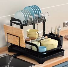 Scolapiatti da Cucina Rotante a 360° Doppio Strato con Scarico