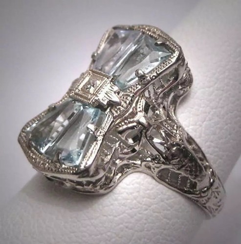 Anello vintage acquamarina - acquamarina, e