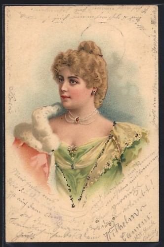 Litografia giovane donna - litografia,