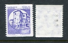 ITALIA  REPUBBLICA BOBINA 1988  CASTELLI L.750  VARIETA'  NUMERO 0RETR 005  MNH+