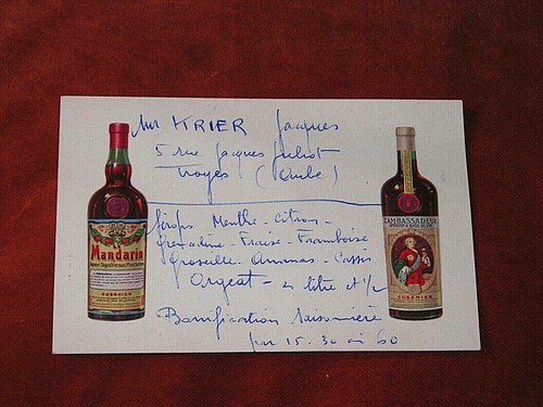 Carte publicitaire cusenier - carte, le