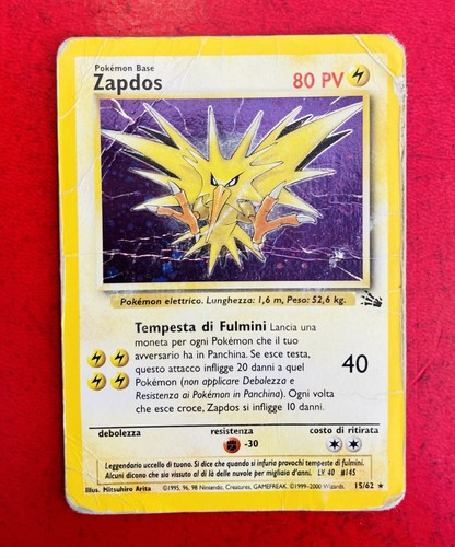 Lotto carte pokemon zapdos - carte,