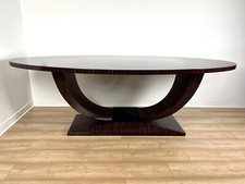 Tavolo Ovale Art Deco In Ebano Makassar, 240 X 120 CM Di Retroles