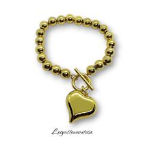 Bracciale a Sfere  Bracciale donna Acciaio . Bracciale Slash con cuore plac. oro