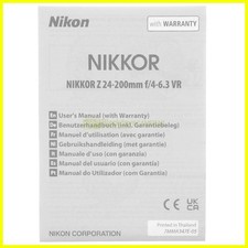 Manuale per Nikon Z Nikkor 24/200mm. f4-6,3 VR Italiano, E G F S J ecc...