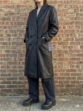 Trench coat pelle nera vintage