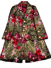 Dolce & Gabbana Trench Cappotto Donna 40 Multicolore Floreale Tacca Bavero Jacquard