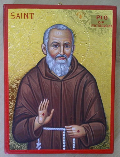 Icona padre pio - pio, dipinta