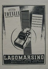 1942 PUBBLICITA CALCOLATRICE ADDIZIONATRICE TOTALIA LAGOMARSINO