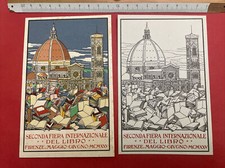 4 Cartoline Fiera internazionale del Libro 1925 Firenze Benedetti