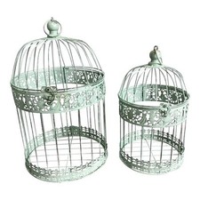 Amicasa Gabbia uccelli Set 2 pz Verde salvia anticato