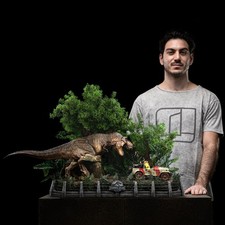 Statua da collezione Jurassic Park 1/20 Iron Studios arte dinosauro T-Rex Cha...