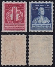 Italia 1949 - "Volta" la serie dei 2 val. nuovi MNH** gomma integra ben centrati